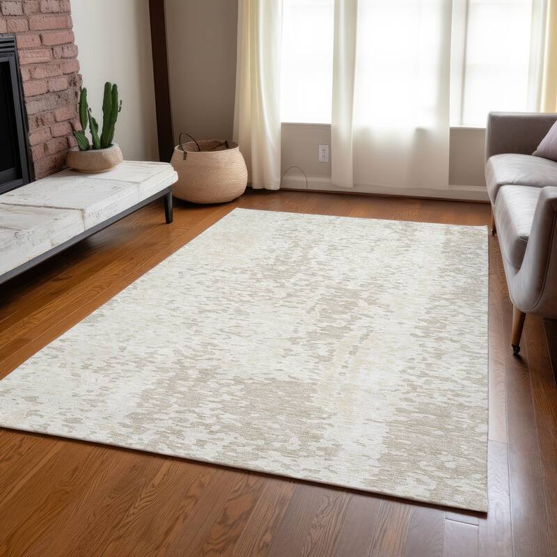 Machine Washable Indoor/ Outdoor Modern Abstract Chantille Rug