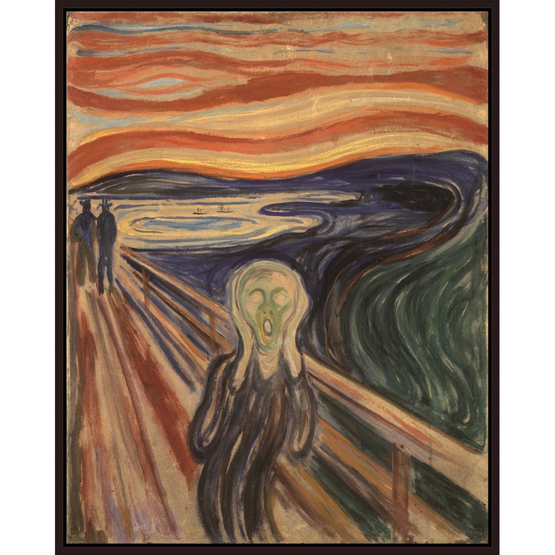 Shop The Scream By Edvard Munch Giclee Print Oil Painting Cherry Brown Frame Size 26 X 32 Overstock 32104873