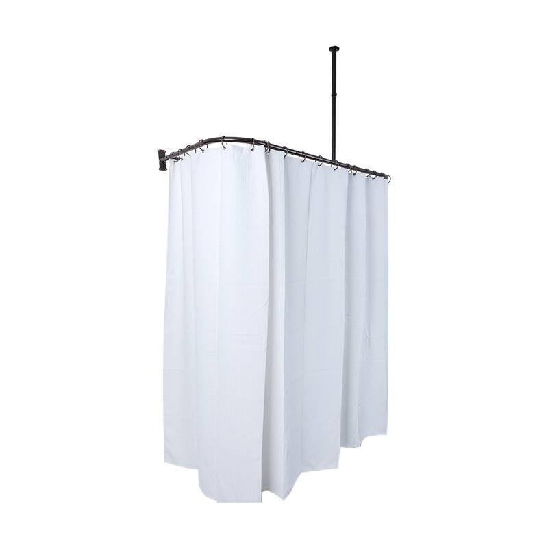 Utopia Alley Rustproof Aluminum D-shape Shower Curtain Rods 60 Inch Large Size by 25 Inch, with White Shower curtain 180x70 inch