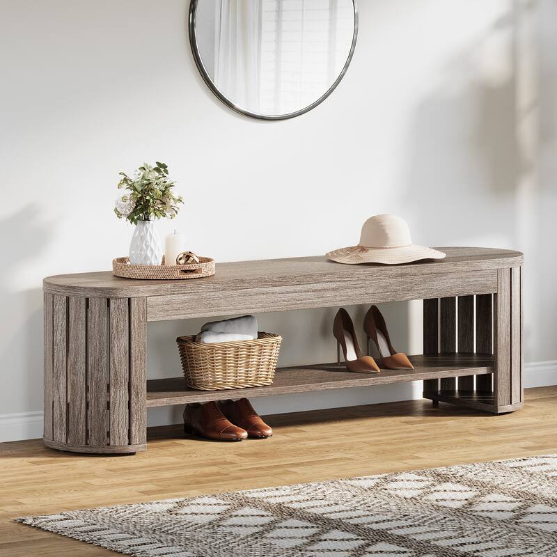 Wood Entryway Shoe Bench, Shoe Storage Bench, Bedroom Entrance Living Room End of Bed Stool Accent Bench