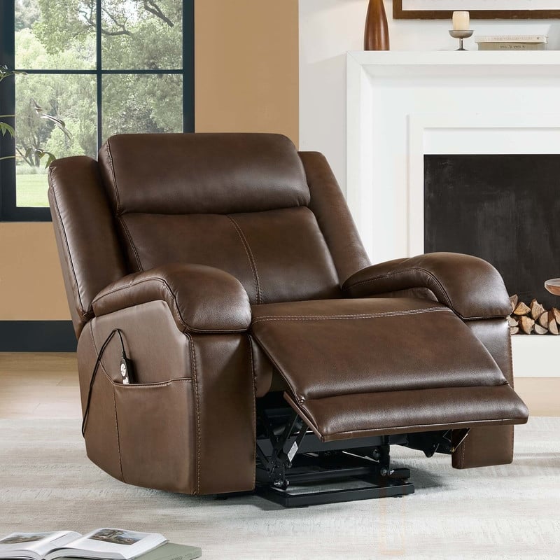 Spruce & Spring Dual Motor Power Lift Recliner Chair for Elderly with Massage and Heat - Brown