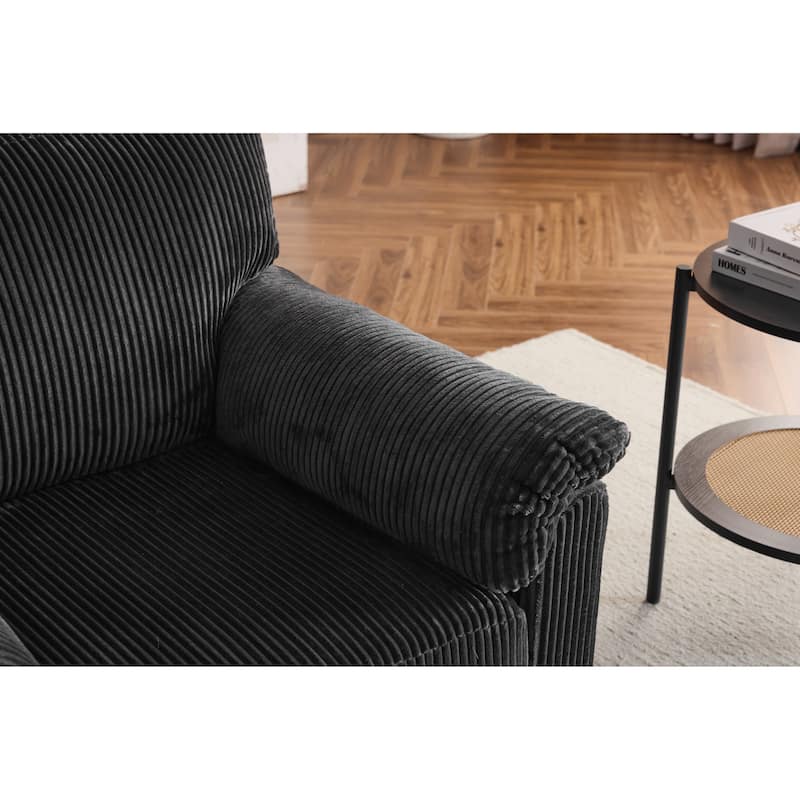 33" Oversized Plush Cushioned Swivel Corduroy Lounge Chair