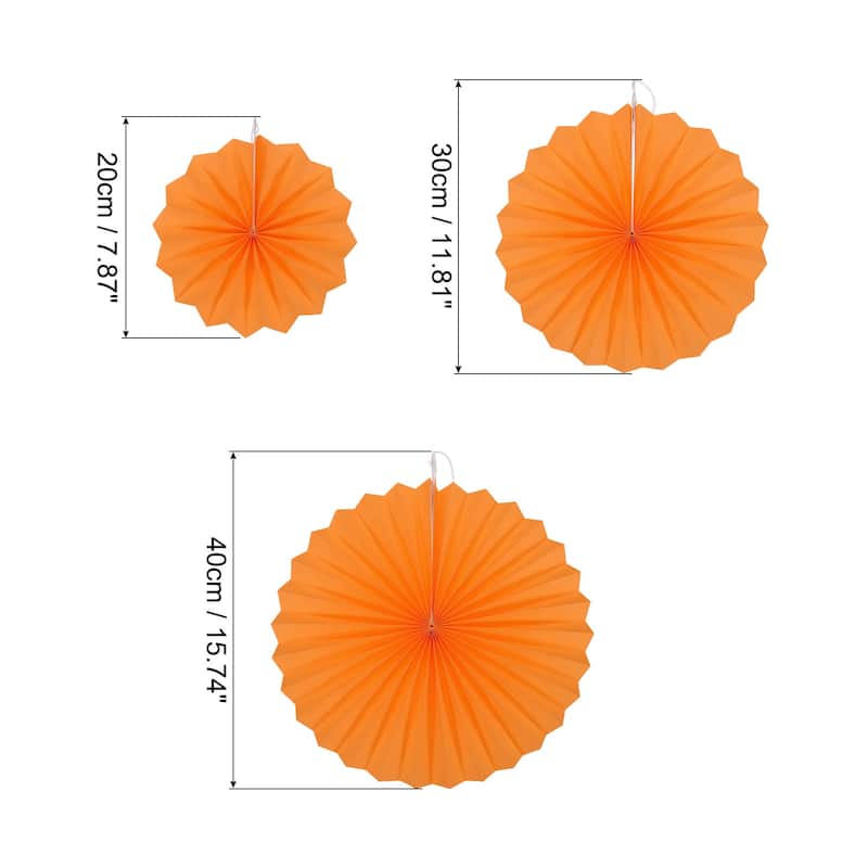 Hanging Paper Fans Party Set 6Pcs Decoration for Home,Birthday Wedding Orange - Orange