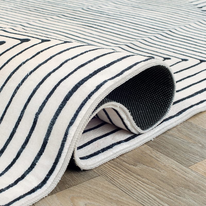 World Rug Gallery Bohemian Stripes Washable Non Slip Area Rug