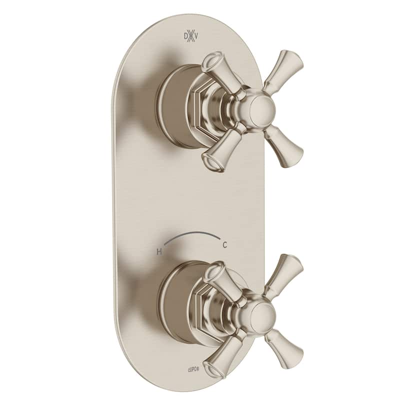 DXV Oak Hill 2-Handle Thermostatic Slim Valve with Cross Handles - Brushed Nickel