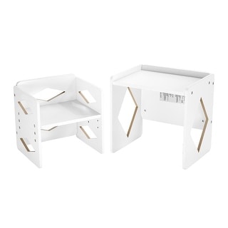 UIMOSO Montessori Weaning Table and Chair Set, Wooden Toddler Table and Chair Set for Aged 1-5, Adjustable Height