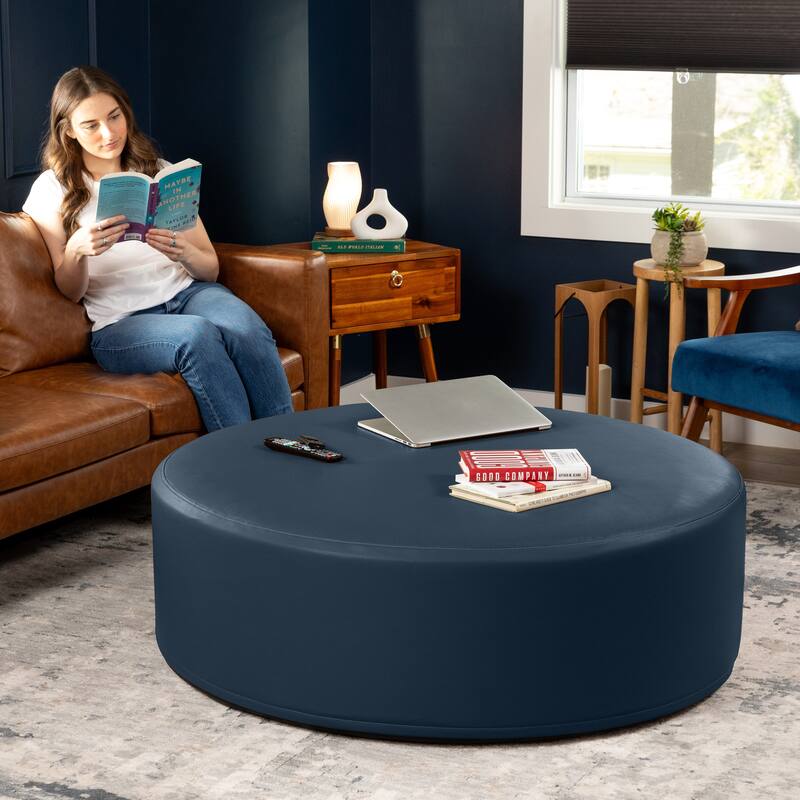 Jaxx Candler Round Couch Ottoman Large Coffee Table & Foot Rest, 44-Inch