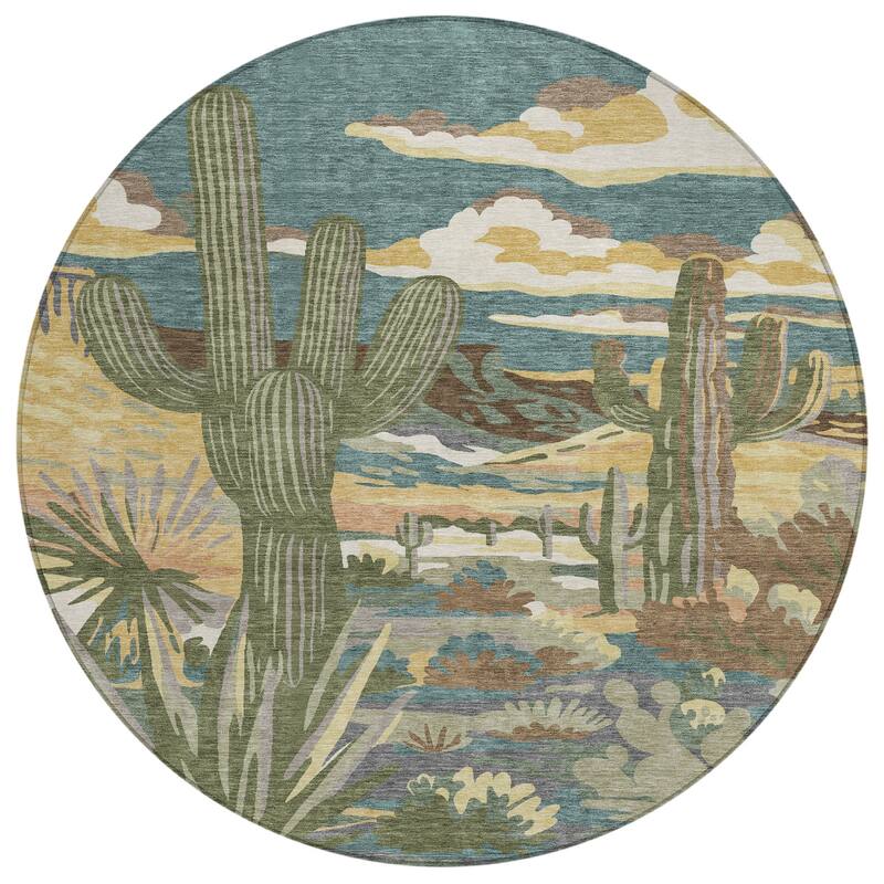 Machine Washable Indoor/ Outdoor Southwestern Mesa Chantille Rug