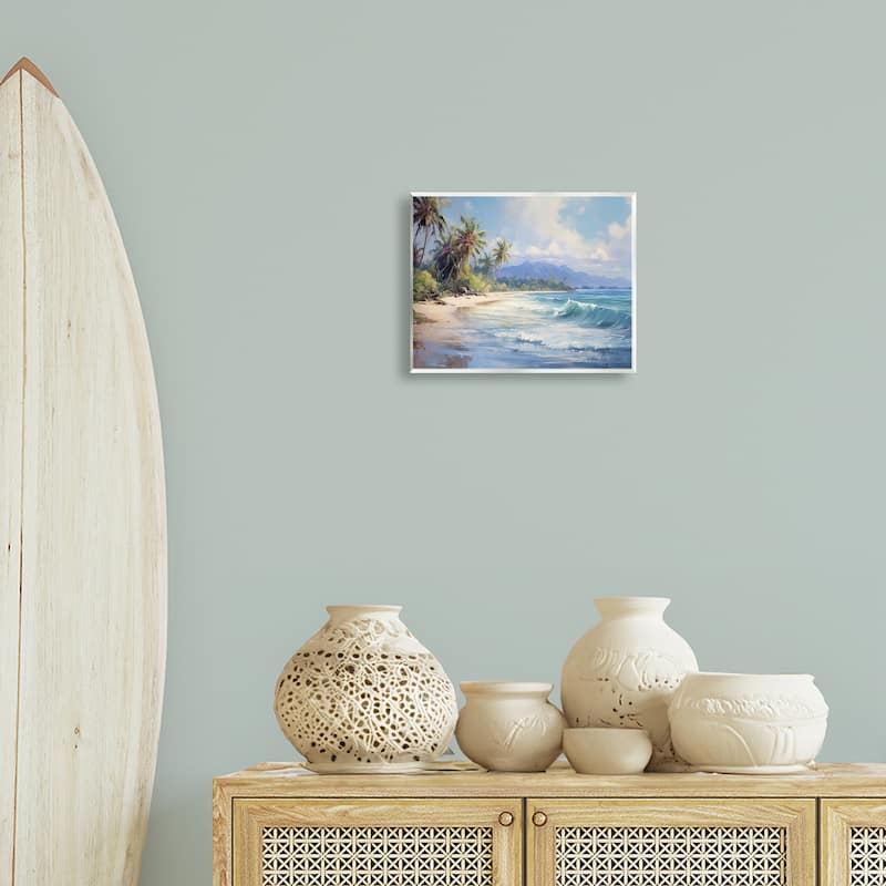 Stupell Tropical Coast with Rolling Waves Wall Plaque Art Design By Franklyn Gregory
