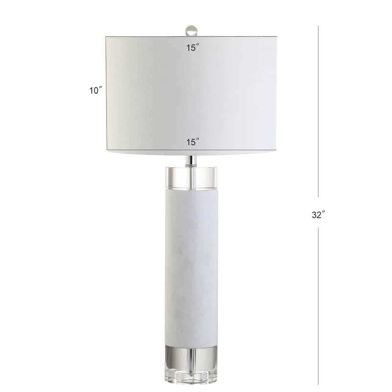 Claire 32" Marble/Crystal LED Table Lamp, White by JONATHAN Y