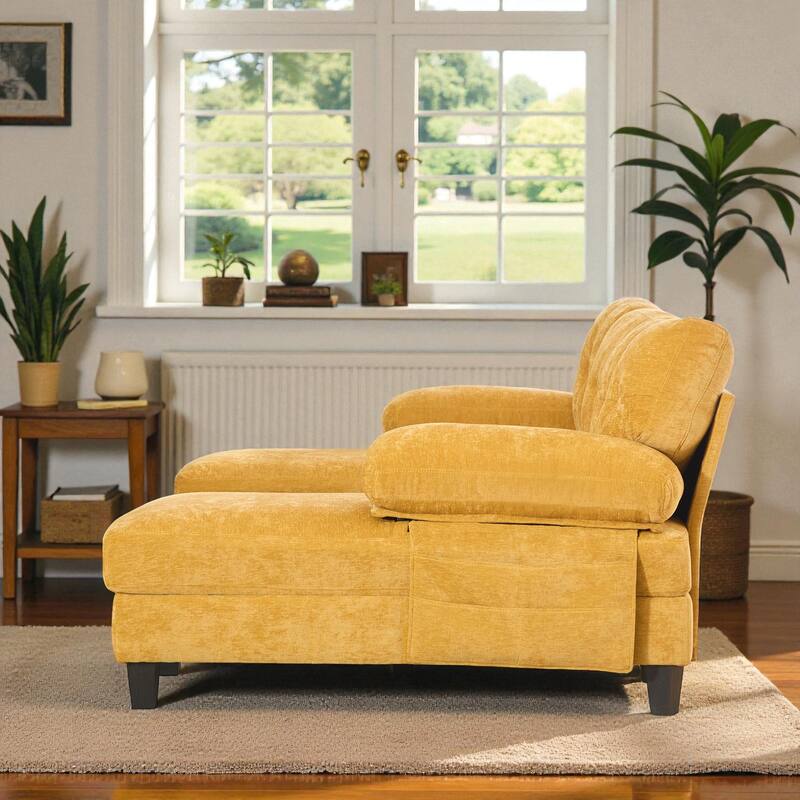 103.5" U-Shaped Sectional Sofa with Dual Chaise Lounges, Chenille Upholstery, Storage Pockets and Armrest Pillows