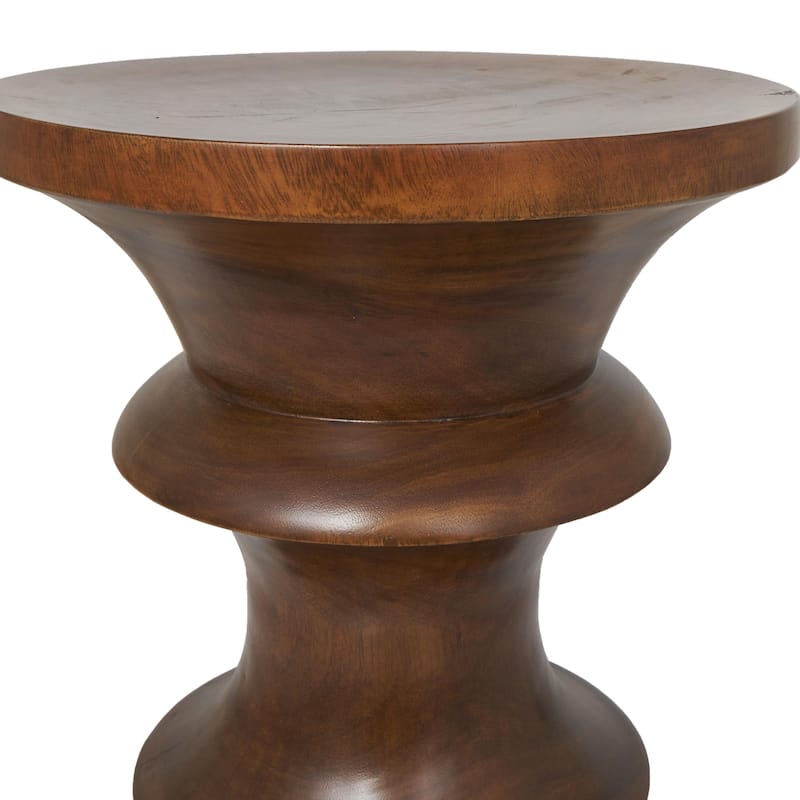 Wood Geometric Handmade Accent Table - Brown - Roche River Decor