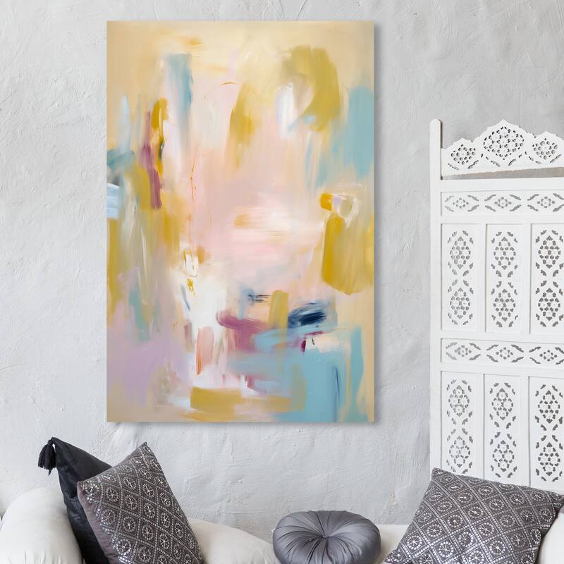 Wynwood Studio Abstract Yogurt n Biscuit in a Bowl Pink and Light Pink Modern & Contemporary Wall Art Canvas Print - 45 x 30