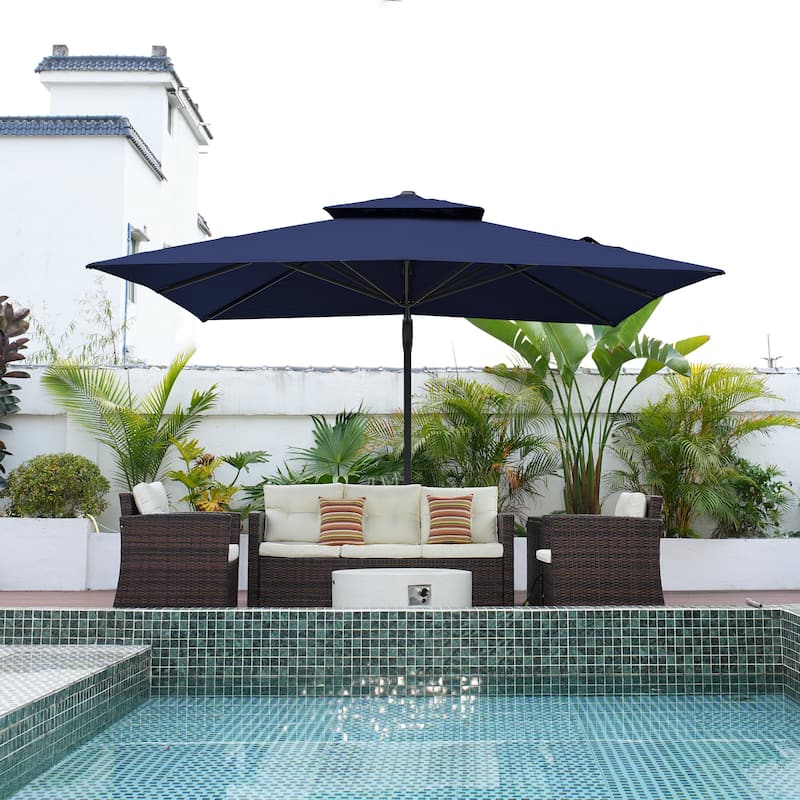 10ft Patio Square Patio Cantilever Umbrella With Crank(Without Base)