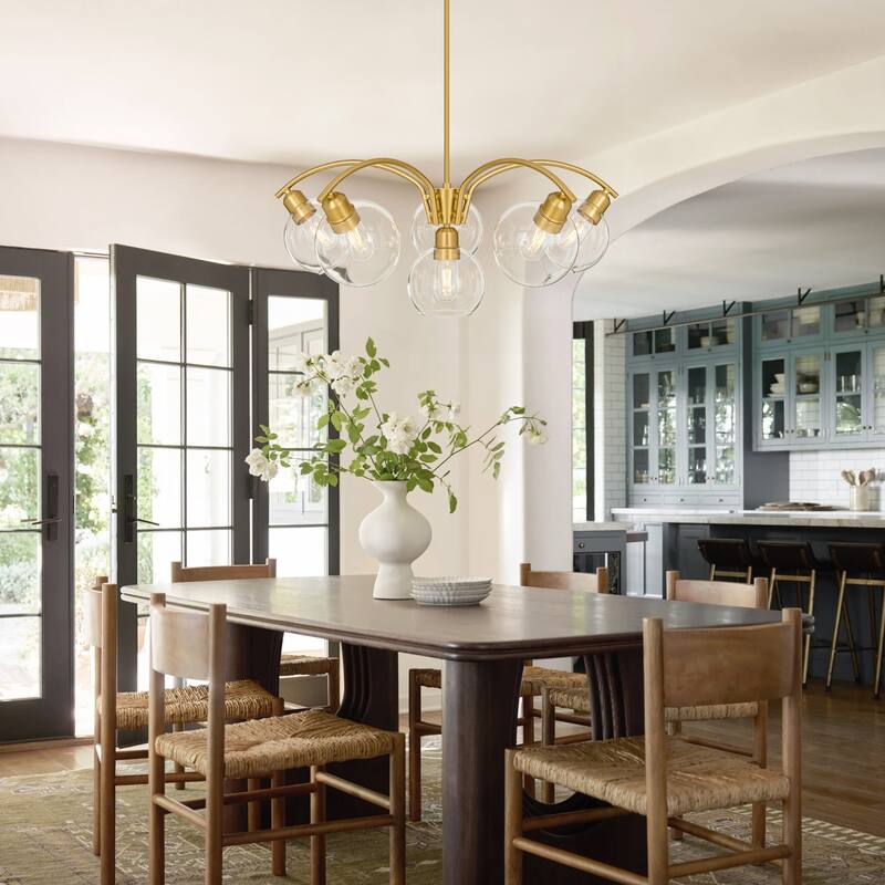 LamQee Sputnik Metal Chandelier with Clear Glass Globe Shades