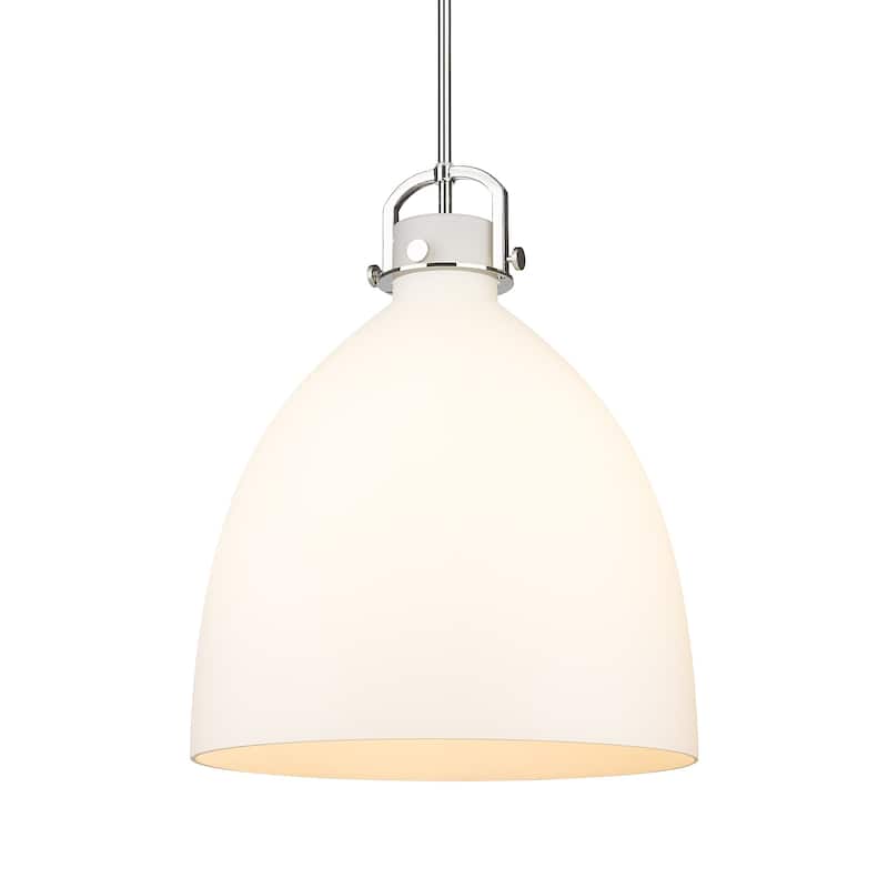 Innovations Lighting 410-1SL-24-18 Newton Bell Pendant Newton Bell 18" - Polished Nickel / Matte White