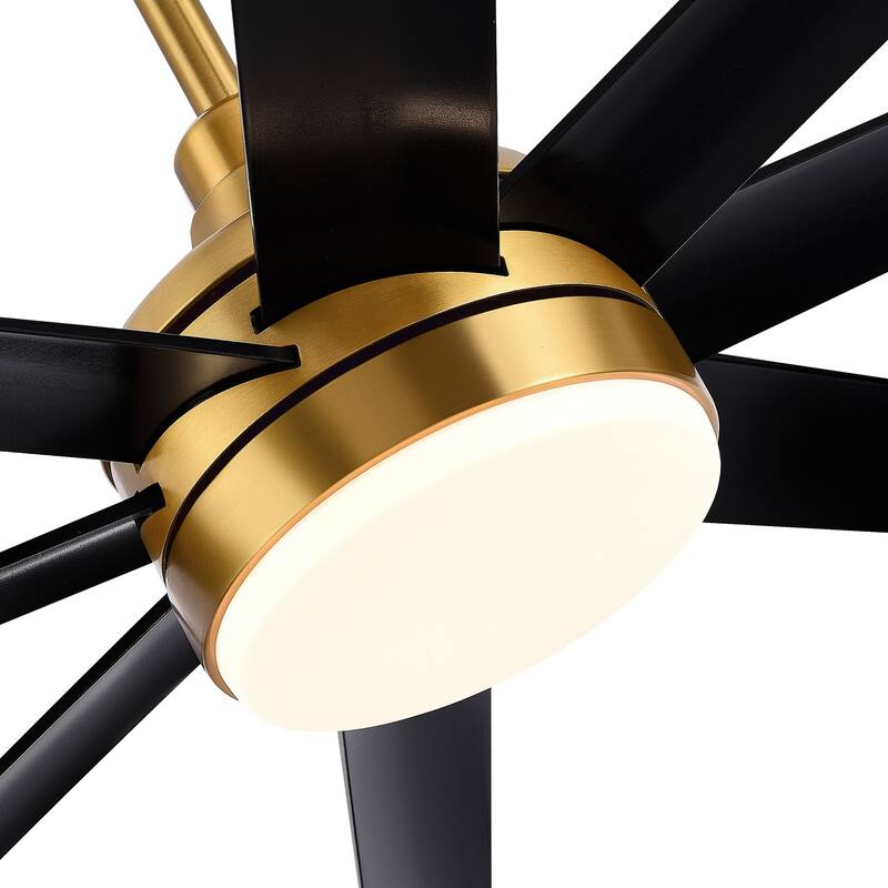 65" 8 Blade Black and Gold Ceiling Fan with LED Lights Remote Control - 65 inch
