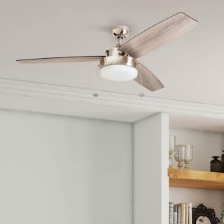 Copper Grove Andreas 52-inch Brushed Nickel LED Ceiling Fan with 3 Barnwood Blades