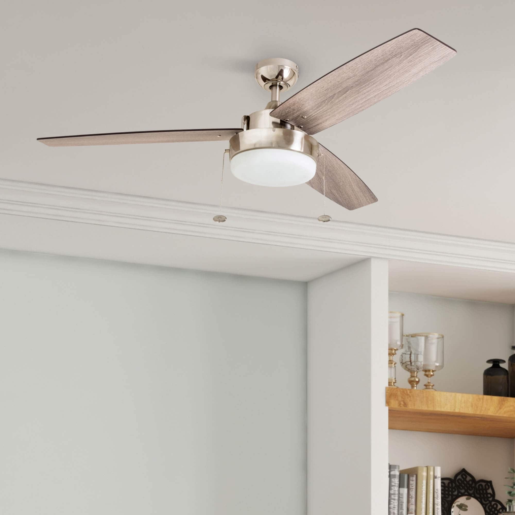 Copper Grove Andreas 52-inch Brushed Nickel LED Ceiling Fan with 3 Barnwood Blades - Brushed Nickel