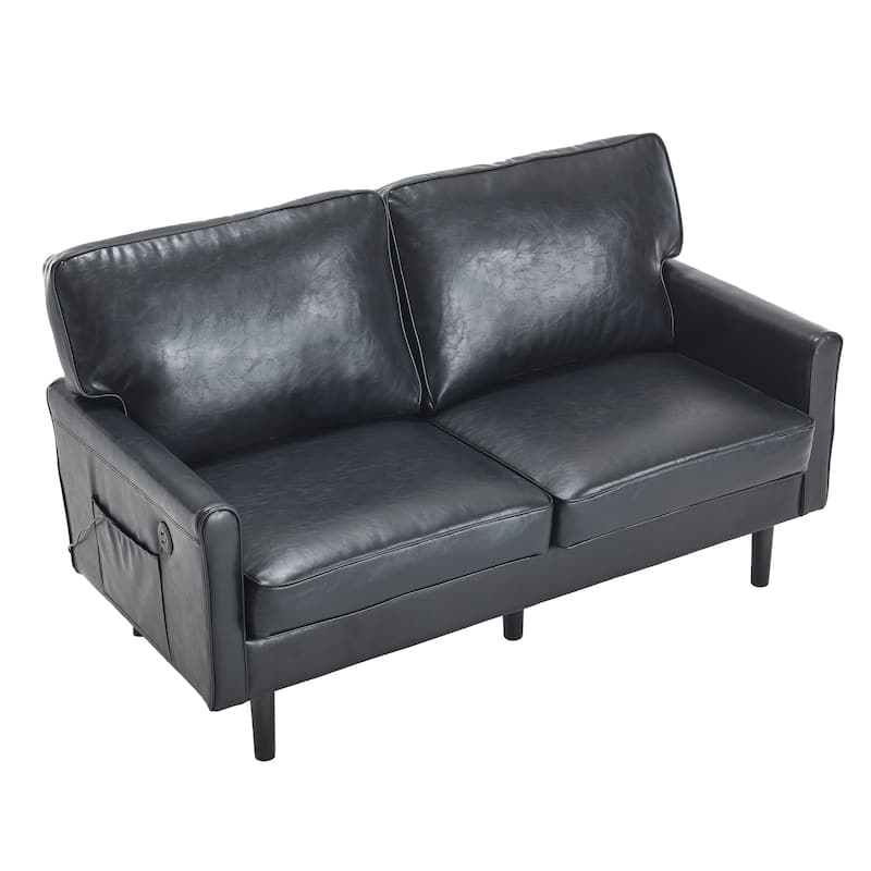Loveseat Sofa,Mid Century Modern Love Seat, 2 Seater Sofa Couches For Living Room,Small Couch With Usb & Removable Pillow Cover