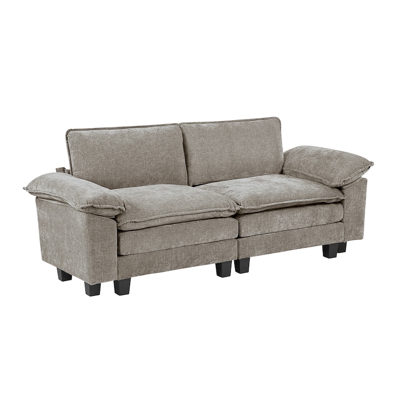 Terra 87" Chenille 2-Seater Loveseat - Adjustable Arm Pillows - Dark Pewter