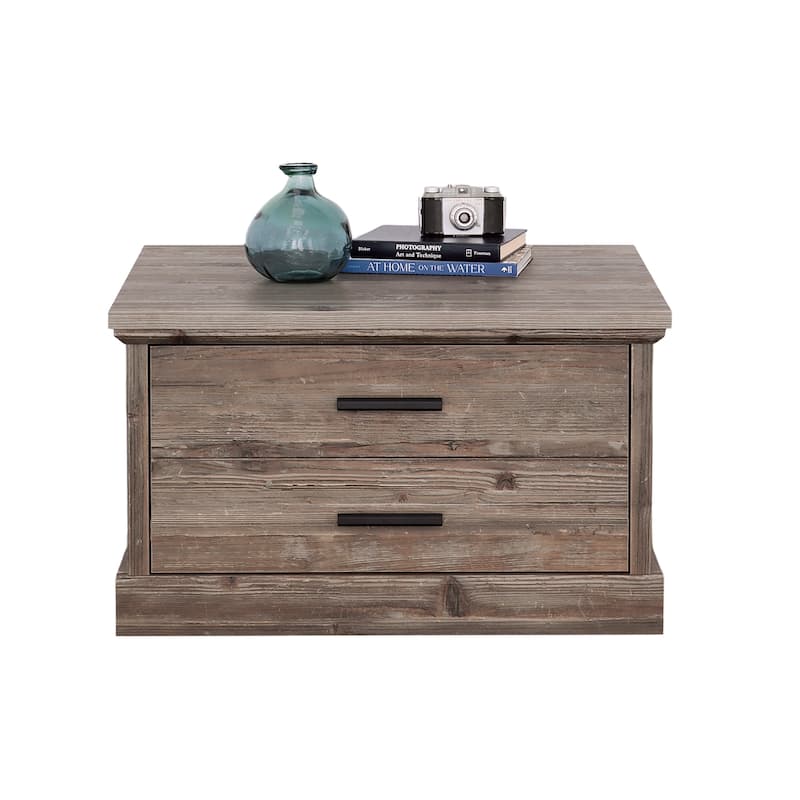 Wood Coffee Table with Spacious Drawer - 32.21" L x 29.53" W x 19.02" H