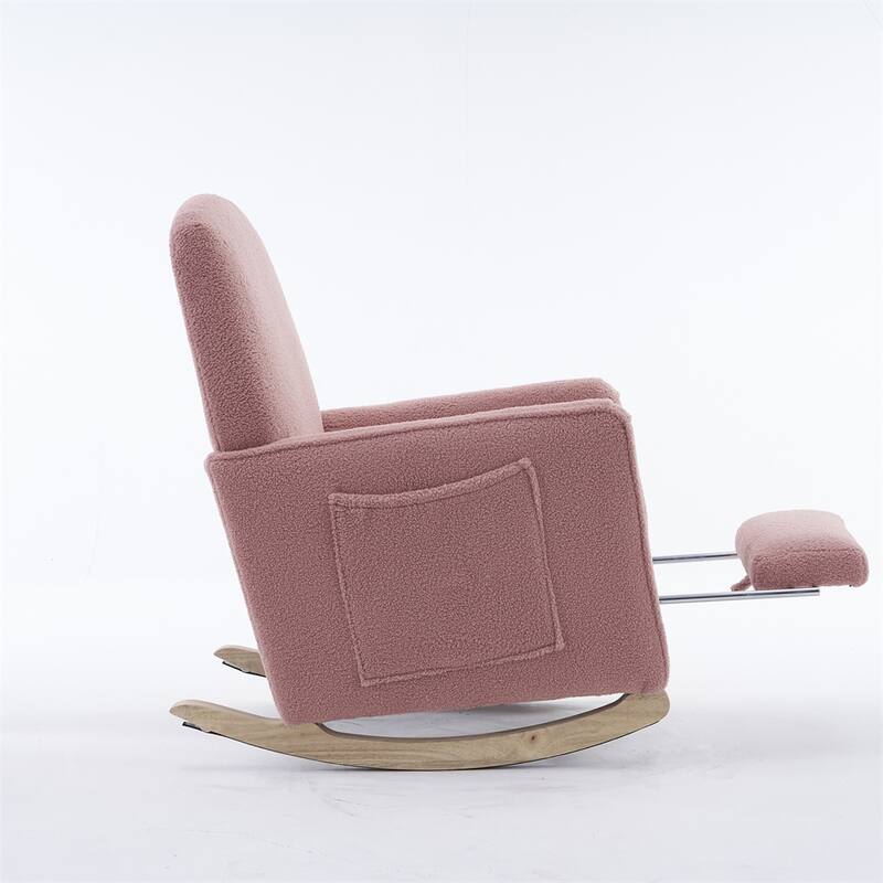 Teddy Fabric Rocking Chair With Adjustable Footrest