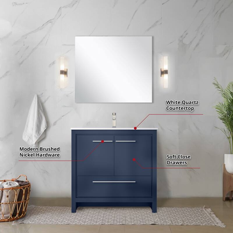 Lafarre Bath Vanity Quartz Top, Sink, Mirror & Brushed Nickel Faucet