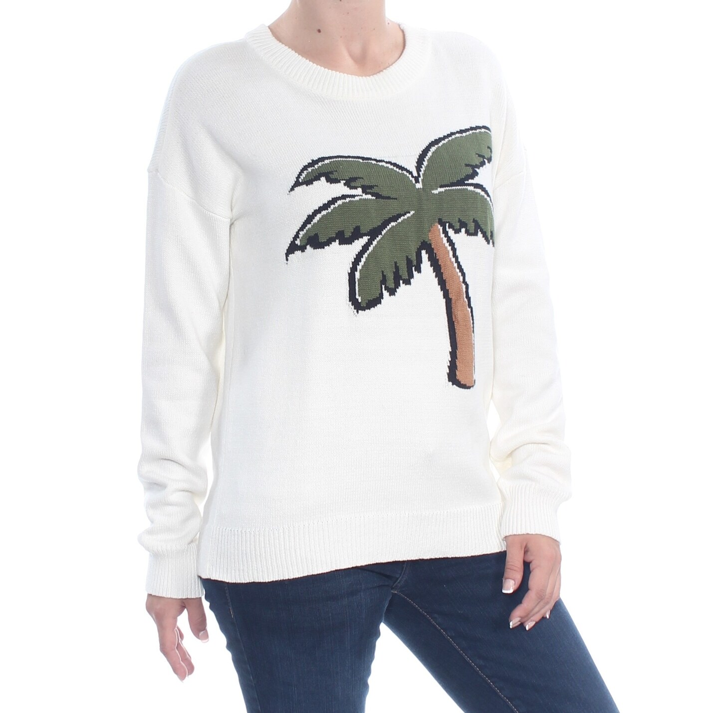 Shop English Factory Womens Ivory Palm Tree Heather Long Sleeve