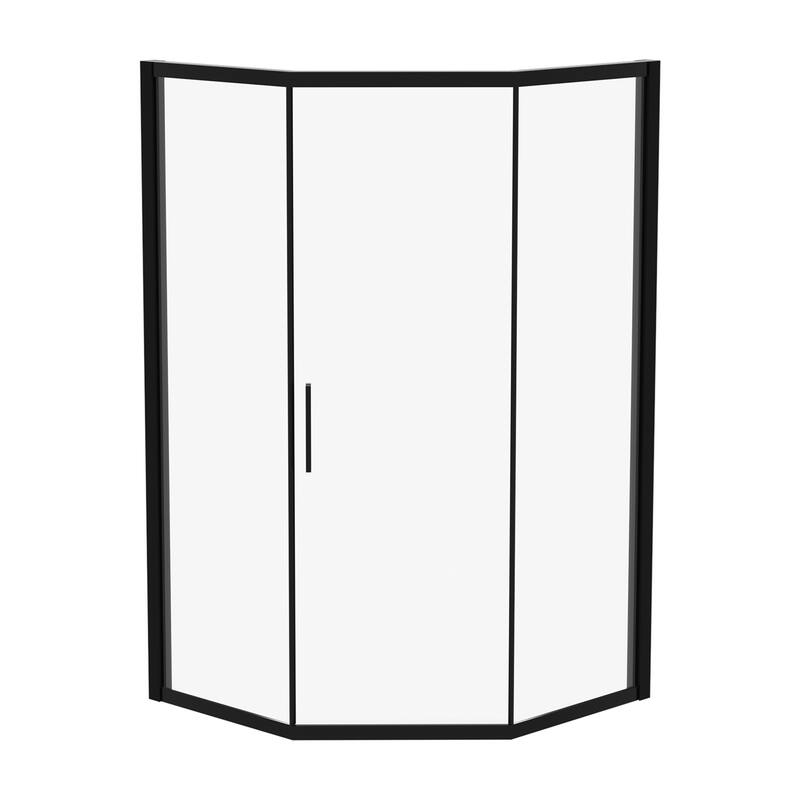 Diamond-shaped Corner Shower Door, Stainless Steel Frame & Handles