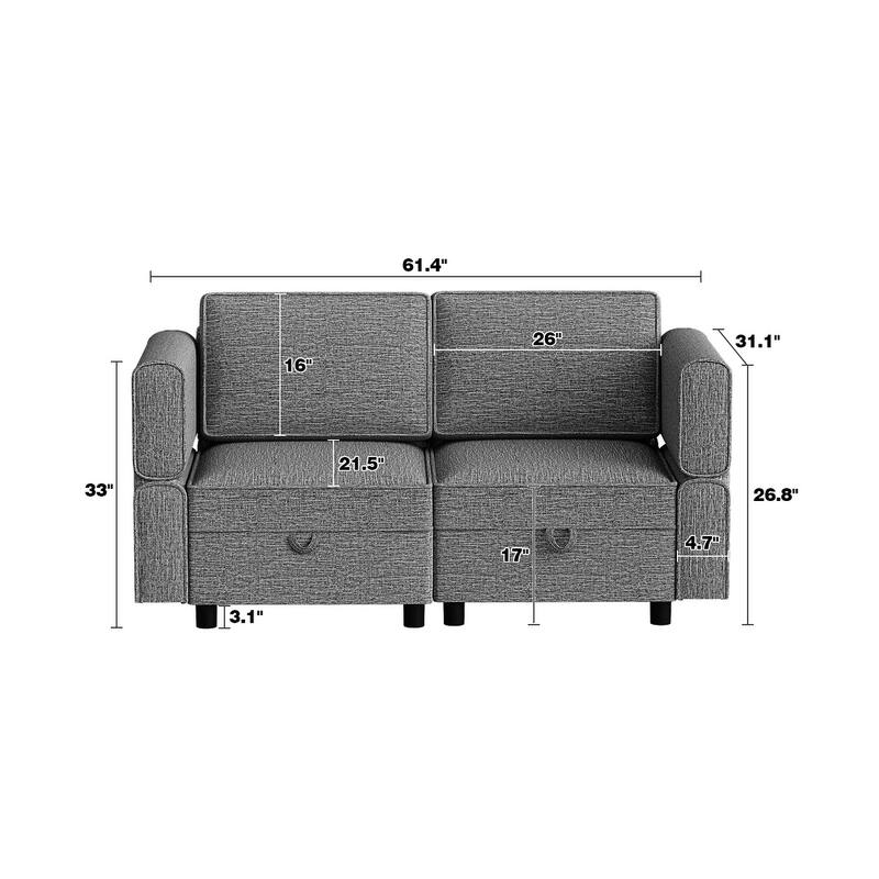 Aiden Modern Sectional Sofa with Storage Seats Upholstered Chenille Fabric