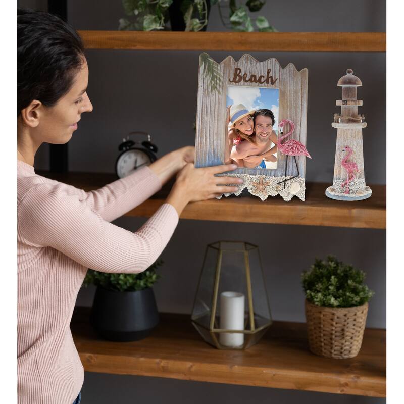 CoTa Global Flamingo Beach Nautical Decorations Set of 2 - 10.5 x 8.25 x 1.5 inches