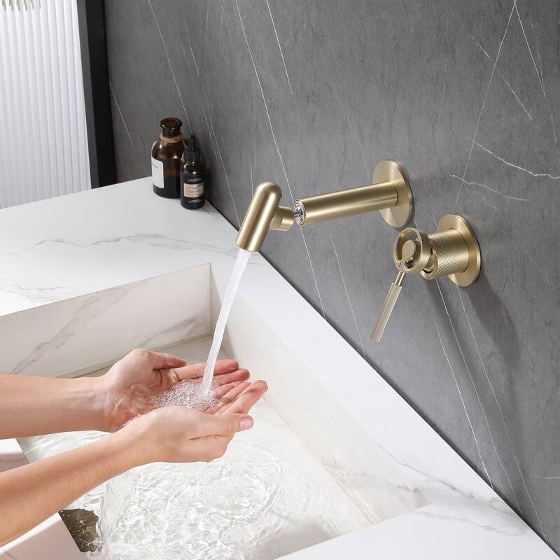 Solid Brass Wall Mounted 360° rotation Single-Handle Bathroom Faucet