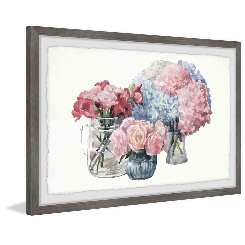 Flower Bouquets Framed Wall Art, Floral Delight - A Blooming Accent for Your Living Space