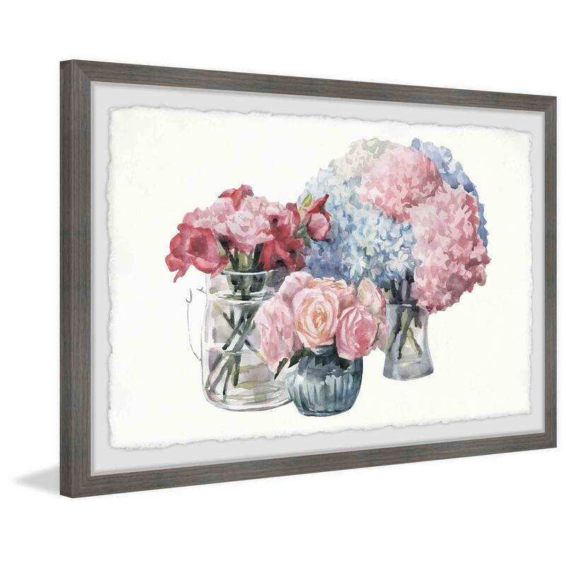 Flower Bouquets Framed Wall Art, Floral Delight - A Blooming Accent for Your Living Space
