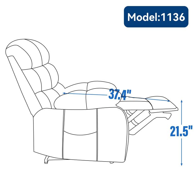 Large Size Dual Motors Power Lift Recliner with 8 Point Massage, Lumbar Heating, USB Ports and Side Pockets