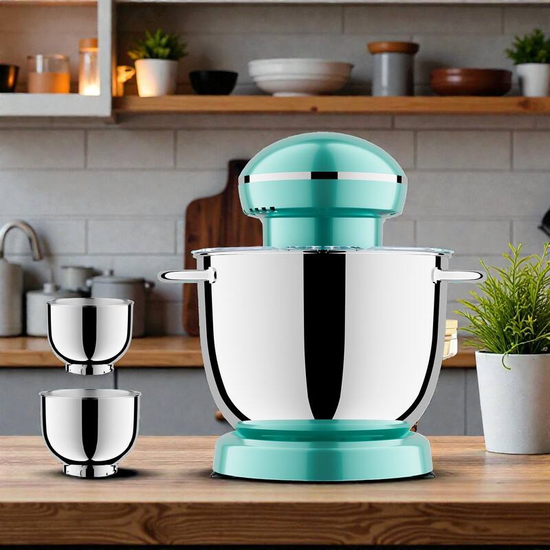 Dual Bowl Electric Stand Mixer 5.2L + 4.5L, 10 Speed Kitchen Mixer with Timer, Stainless Steel Bowls