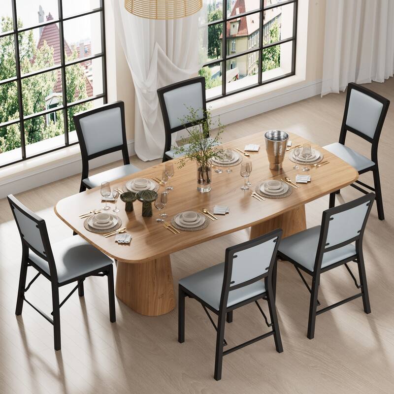 VECELO Folding Dining Chairs Set of 2/4/6 with Cushion Parson Classic Upholstered Folding Chairs Modern 33" Parson Chairs - Set of 6 - Dark Grey