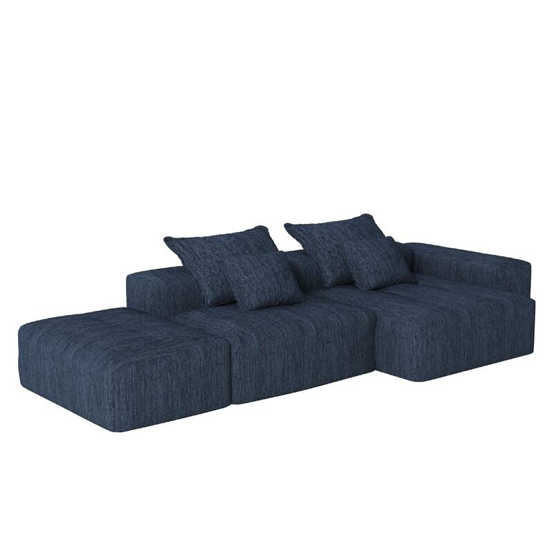Modern 127.56" Oversized Modular Sectional Sofa with Ottoman Chenille Fabric