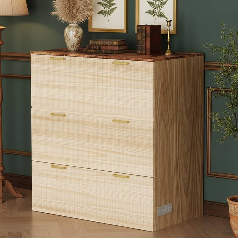 Twin Murphy Wood Bed with Charging Station,Sorage Drawers,for Small Spaces,in Beige