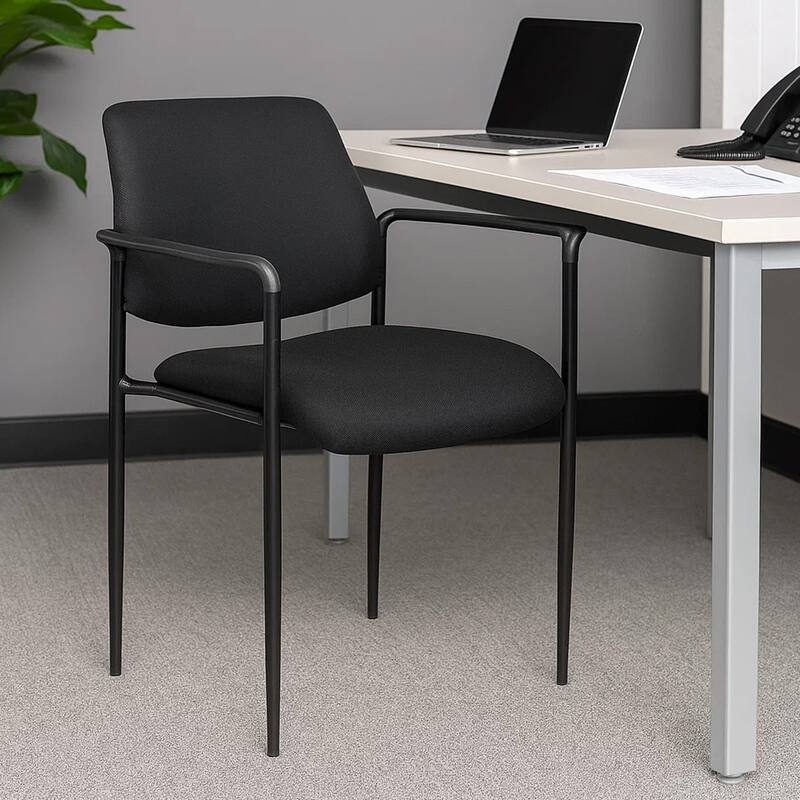 Jill Diamond Stacking Chair, Square Back, Waterfall Seat, Black Crepe