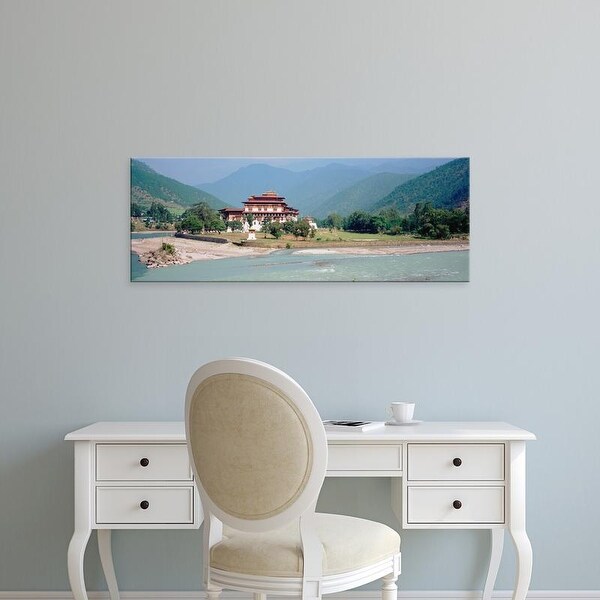 Easy Art Prints Panoramic Images's 'Palace On A Riverbank, Punakha Dzong, Punakha, Bhutan' Premium Canvas Art