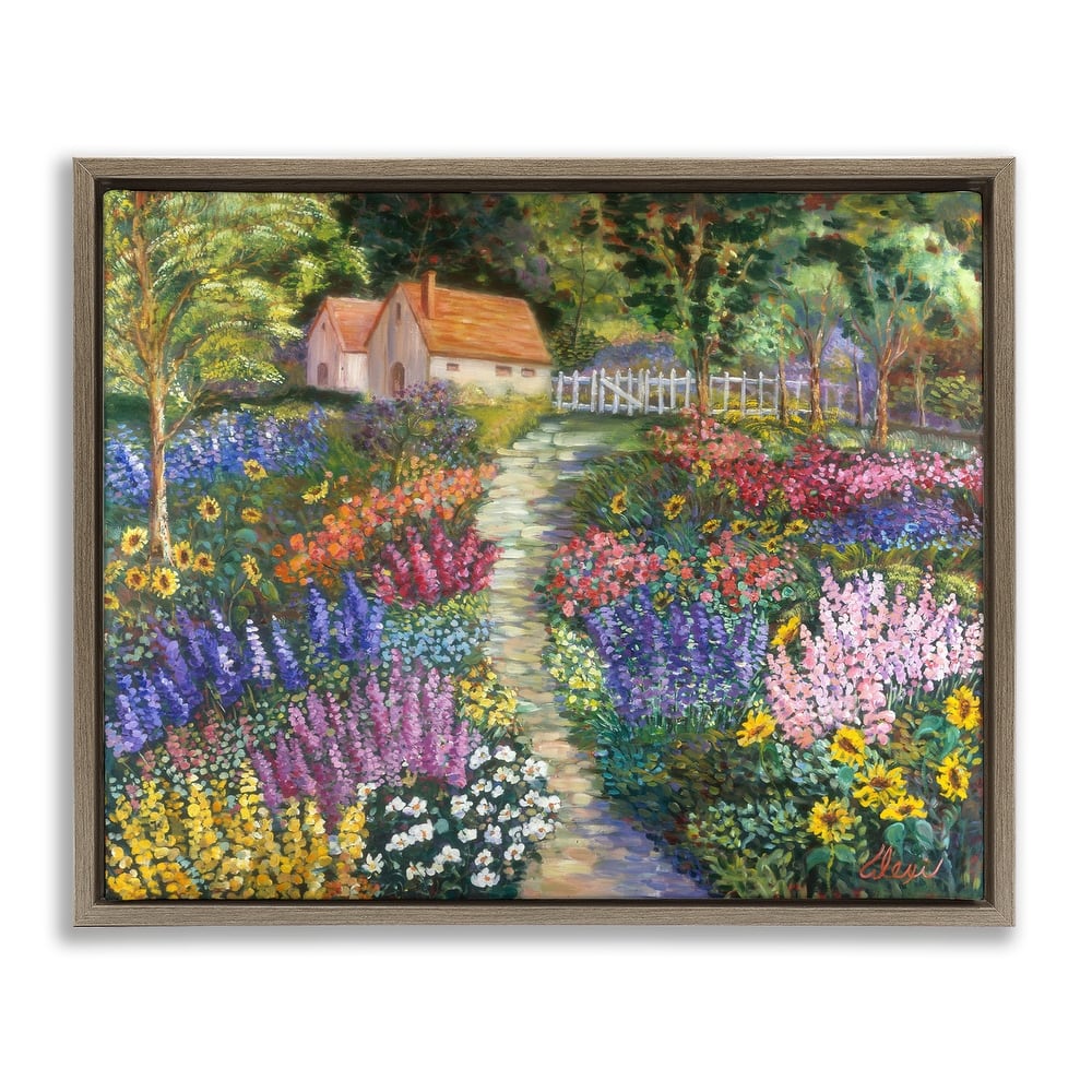 Stupell Floral Cottage Gardens Framed Floater Canvas Wall Art Design by Alexi Fine