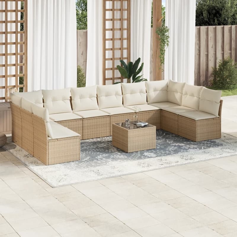 vidaXL Garden Sofa Set Beige, Cream White - 21.7 x 21.7 x 14.6