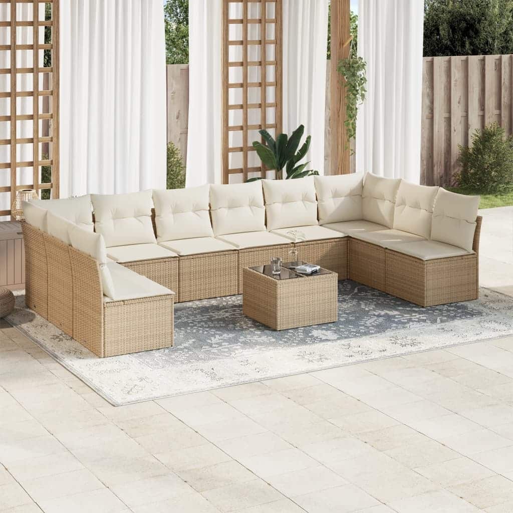 vidaXL Garden Sofa Set Beige, Cream White - 21.7 x 21.7 x 14.6