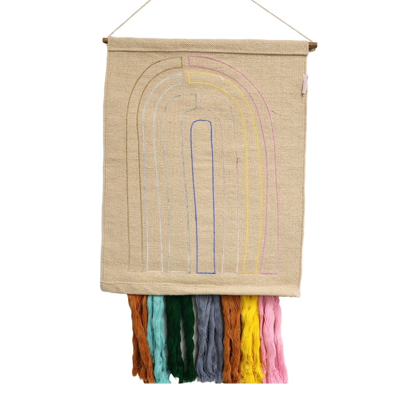 Home&Manor Large Rainbow Macrame Wall Hanging