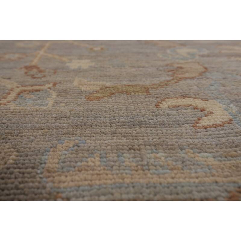Vegetable Dye Oushak Turkish Area Rug Handmade Floral Wool Carpet - 9'4"x 12'4"