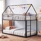 preview thumbnail 3 of 18, Costway Twin Over Twin Metal Bunk Bed, House Shaped Floor Bunk Bed Black