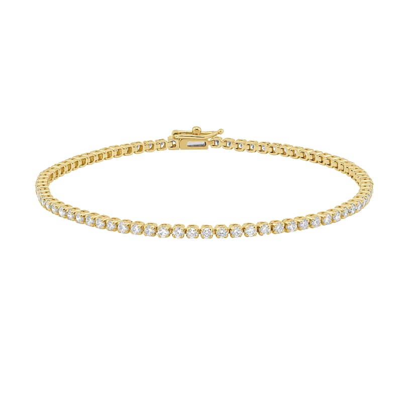 Auriya 14K Gold Lab Grown Round Diamond Tennis Bracelet 1.00 to 4.00ct. tw. (E-F VS) - 2.00ct. tw. - Yellow