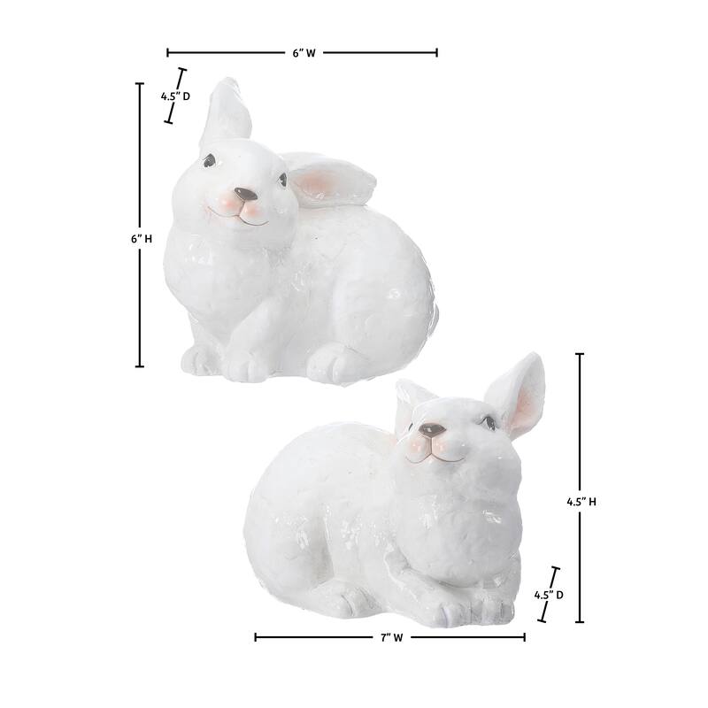 6" Glazed Terracotta Bunny Set of 2